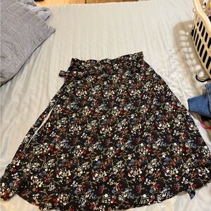 Floral Black Skirt